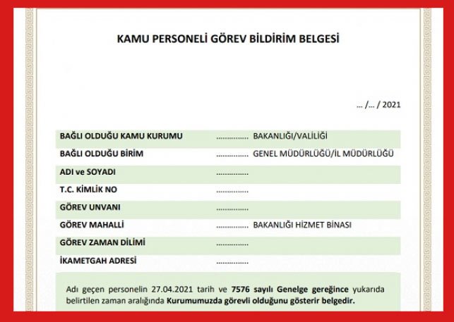 Bu Belgeyi Almadan Sokağa Çıkmayın